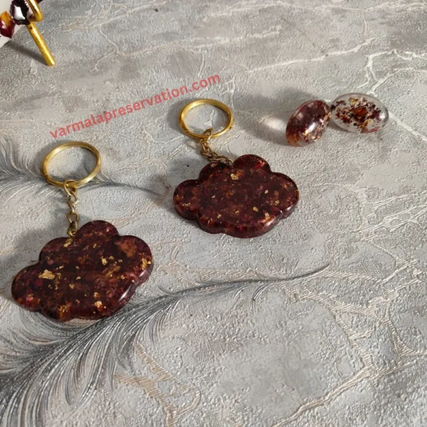 epoxy-resin-keychain-and-studs-earrings-set