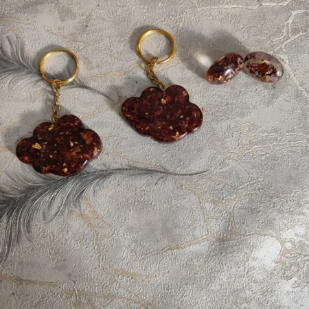 Personalised-red-colour-double-keychain-and-earing-set