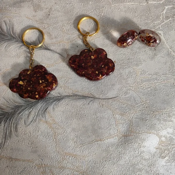 Personalised-red-colour-double-keychain-and-earing-set