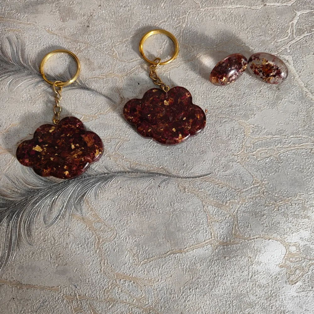 Personalised-red-colour-double-keychain-and-earing-set