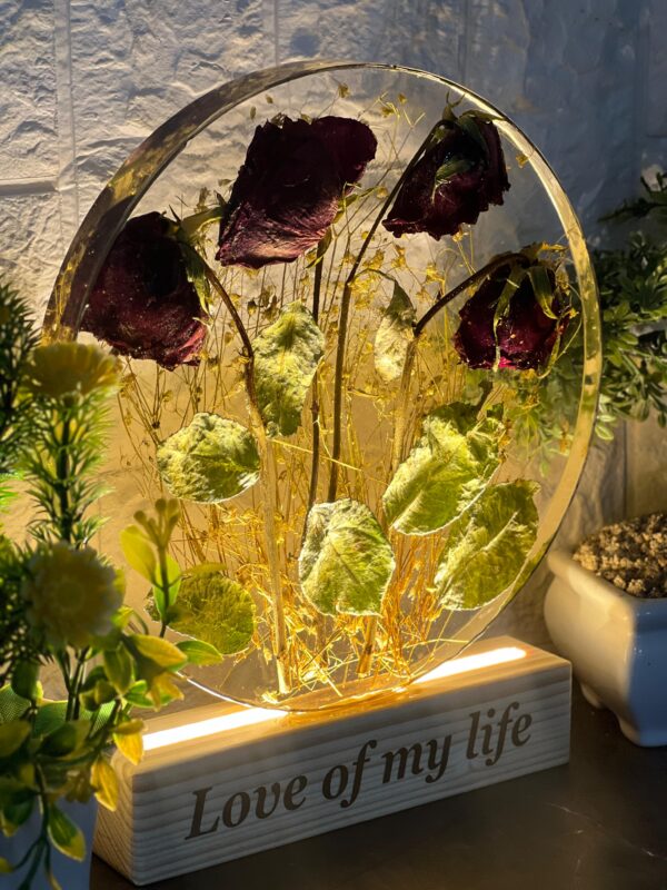 LED resin lamp for anniversary