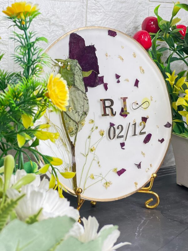 custom resin frame with preserved rose