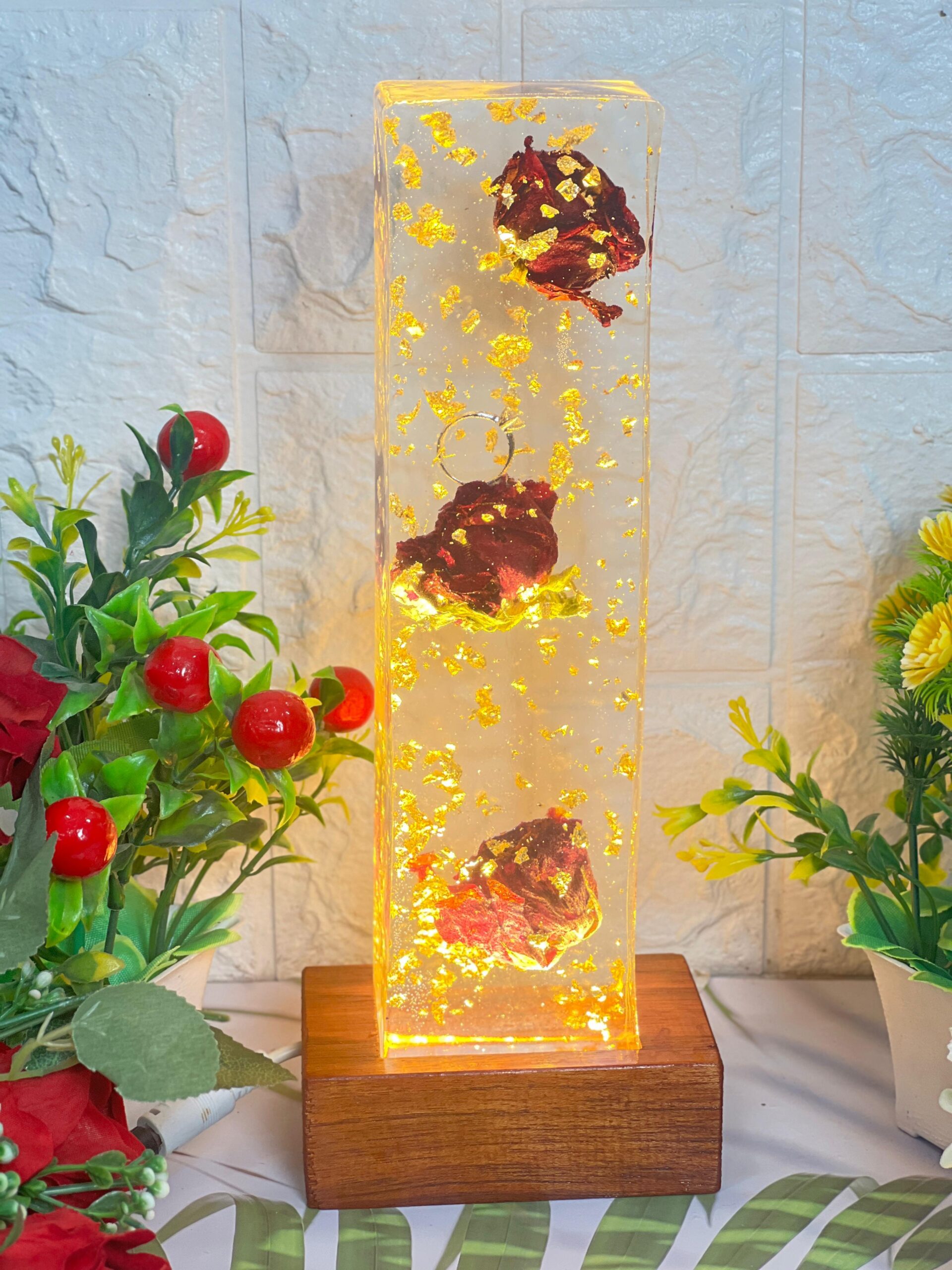 flower preserved night lamp