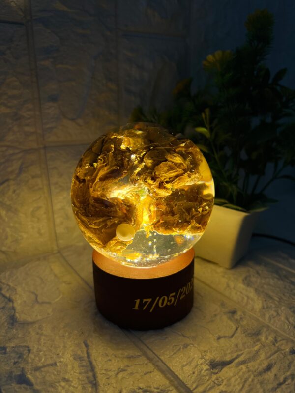 handmade resin lamp with varmala flowers