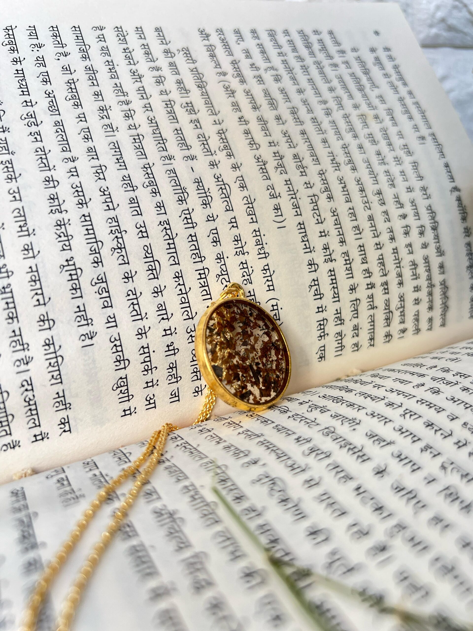 handmade resin pendant with chain