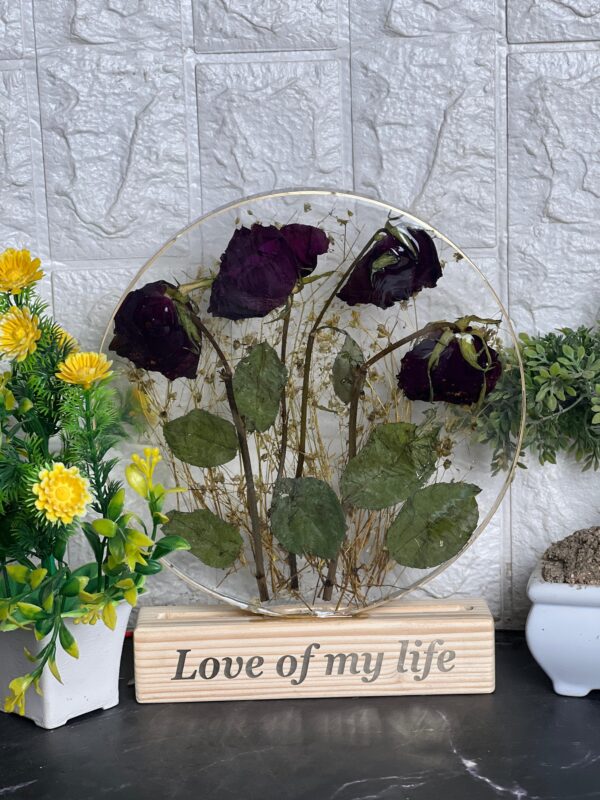 resin LED lamp with name and rose