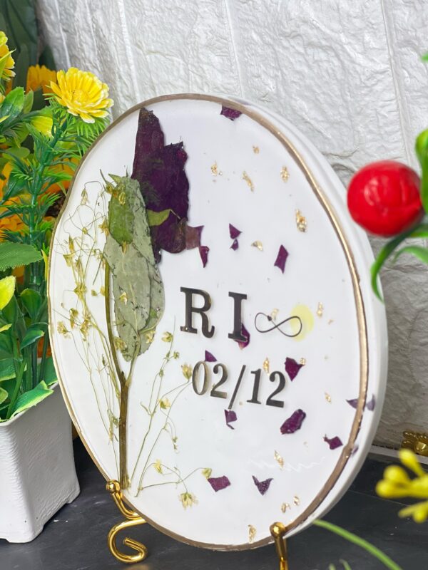 resin frame with preserved rose
