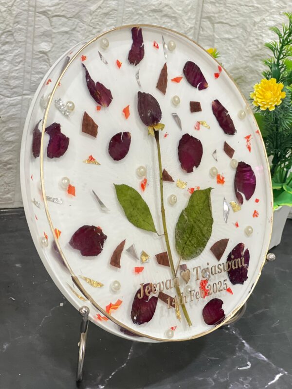 resin frame with varmala flowers