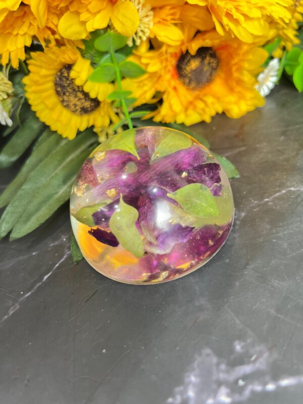 resin keepsake with real flower